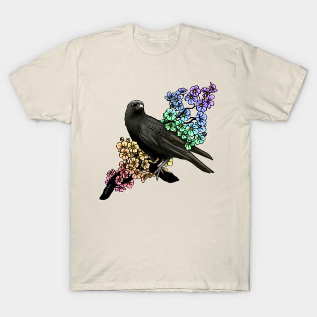 Crow in Rainbows T-Shirt by Art by Veya